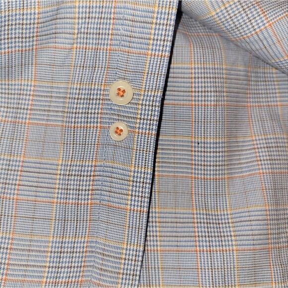 alan flusser BLUE plaid button down shirt paisley cuffs XL - Picture 6 of 10